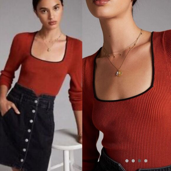 MAEVE square neck sweater | ribbed knit | medium - Picture 3 of 9